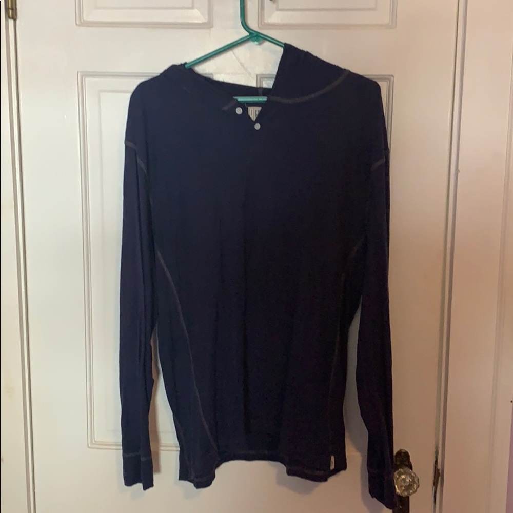 Large Blue Free Planet Hooded Long Sleeve Tee